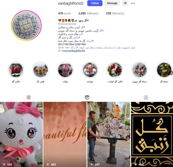 پیج اینستاگرام گل زنبق قم