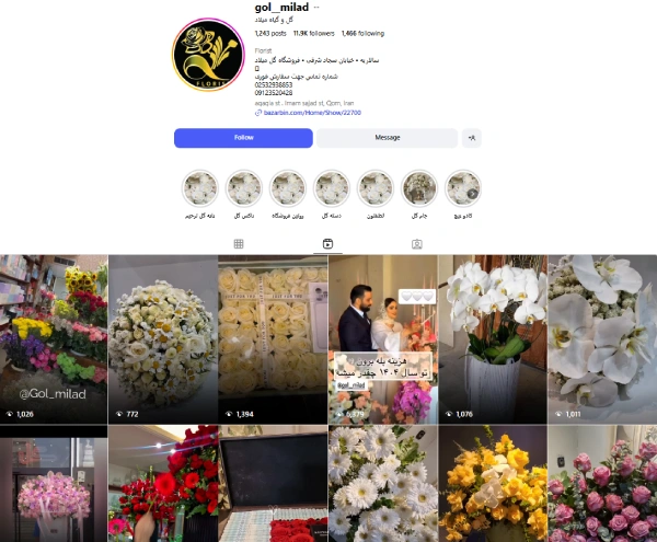 پیج اینستاگرام گل و گیاه میلاد قم