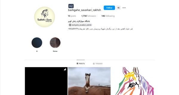 اینستاگرام باشگاه سوارکاری رخش کویر قم